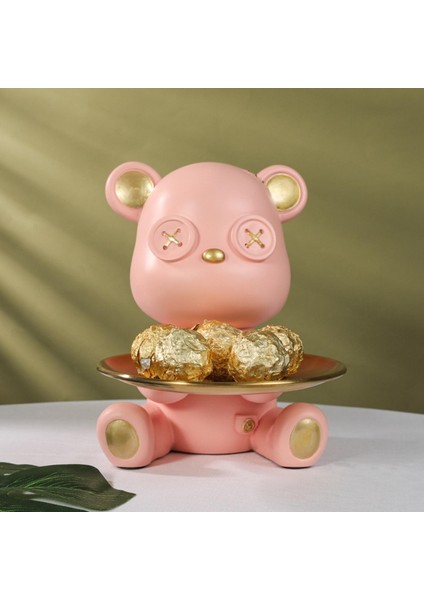 Ayı Depolama Tepsisi Heykeli Meyve Tepsisi Dekoratif Depolama Tepsisi Hayvan Heykel Pembe (Yurt Dışından) modelleri