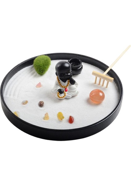 Mini Zen Bahçesi W/figürinler Yuvarlak Şekli Meditasyon Sandbox Dia 21CM (Yurt Dışından) fiyatları