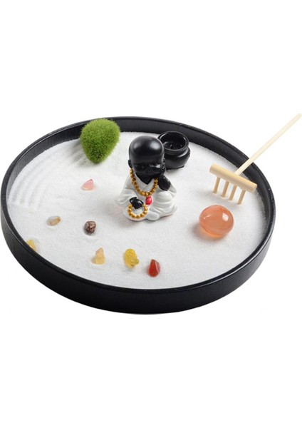 Mini Zen Bahçesi W/figürinler Yuvarlak Şekli Meditasyon Sandbox Dia 21CM (Yurt Dışından) indirimleri