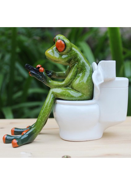 3D Kurbağa Figürin El Sanatları Oturan Tuvalet Süsleri Araba (Yurt Dışından) modelleri