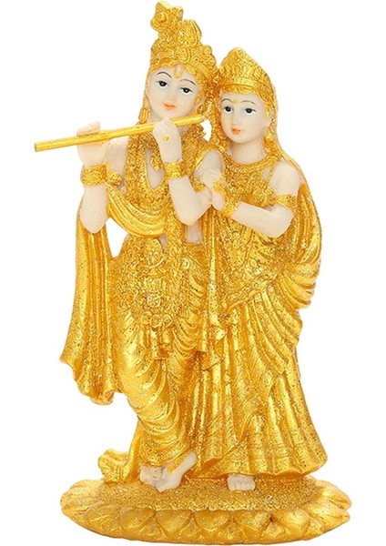Krishna Oynayan Flüt Heykeli Altın Hindu Tanrı Ev Ofis Dekor Hediye (Yurt Dışından)