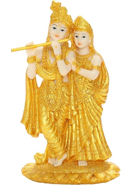 Krishna Oynayan Flüt Heykeli Altın Hindu Tanrı Ev Ofis Dekor Hediye (Yurt Dışından) fiyatları