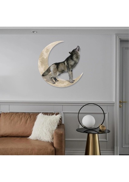 Metal Kurt Uluyan Heykel Duvar Dekor Sanat Moon Home Patio Oturma Odası 30X30 (Yurt Dışından) modelleri