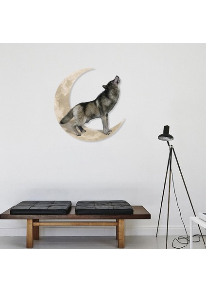 Metal Kurt Uluyan Heykel Duvar Dekor Sanat Moon Home Patio Oturma Odası 30X30 (Yurt Dışından) fırsatları