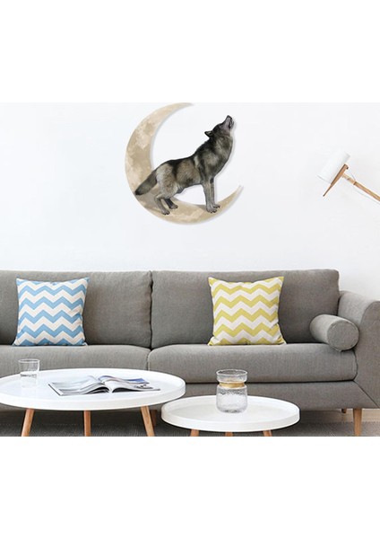 Metal Kurt Uluyan Heykel Duvar Dekor Sanat Moon Home Patio Oturma Odası 30X30 (Yurt Dışından) indirimleri