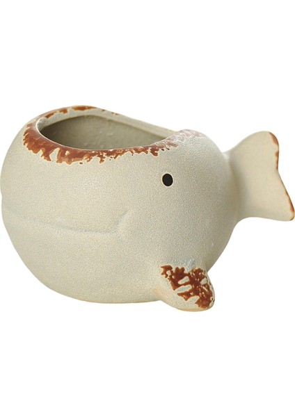 Sevimli Küçük Etli Tencere Süsü Yeşil Bitki Potu Hayvan Bonsai Flowerpot Beyaz (Yurt Dışından)