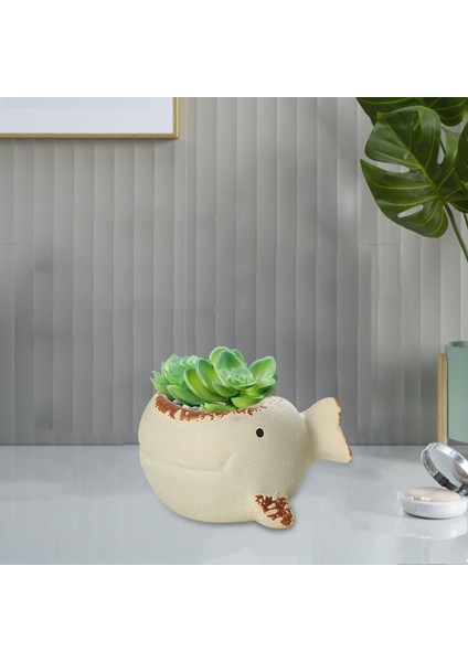 Sevimli Küçük Etli Tencere Süsü Yeşil Bitki Potu Hayvan Bonsai Flowerpot Beyaz (Yurt Dışından) fiyatları