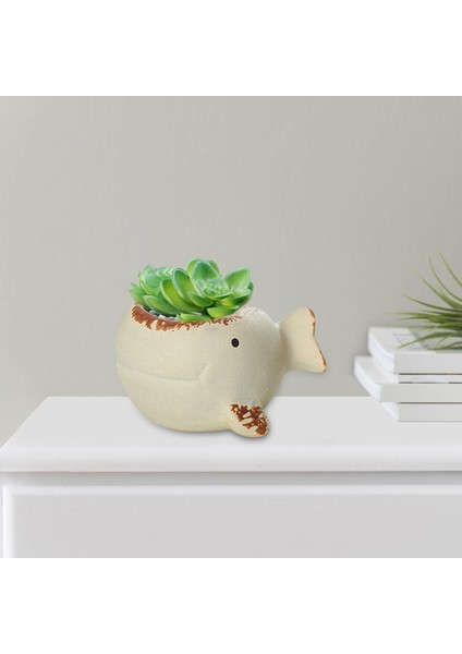 Sevimli Küçük Etli Tencere Süsü Yeşil Bitki Potu Hayvan Bonsai Flowerpot Beyaz (Yurt Dışından) modelleri