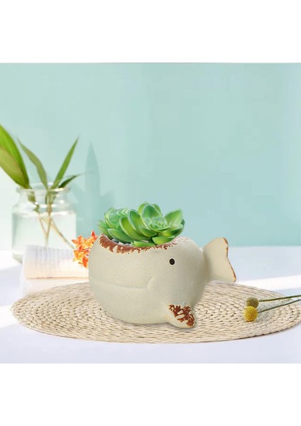 Sevimli Küçük Etli Tencere Süsü Yeşil Bitki Potu Hayvan Bonsai Flowerpot Beyaz (Yurt Dışından) indirimleri