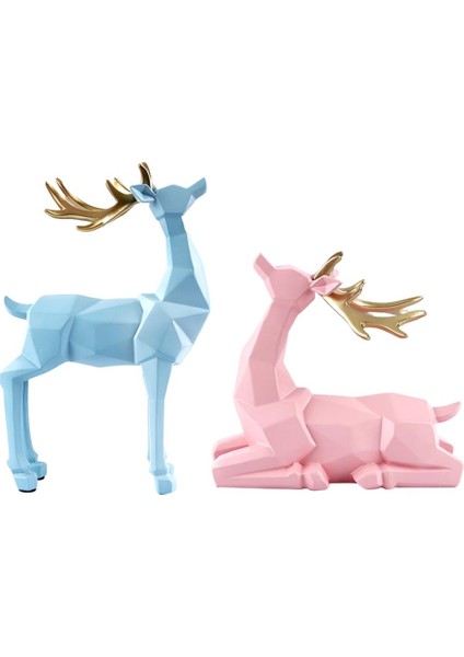 2x Reçine Geyik Heykeli Heykel Kitaplık Figürin Dekürü Süsleme (Yurt Dışından)