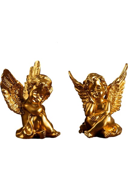 2x Cherubs Angels Heykel Reçine El Yapımı Ev Dekor Masası Altın Için Sevimli (Yurt Dışından) fiyatları
