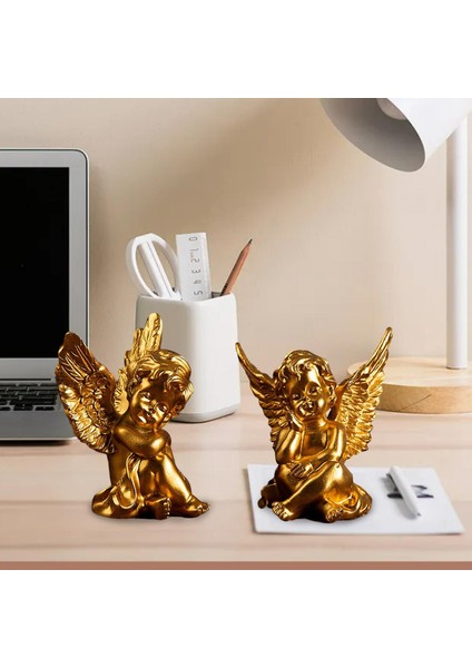 2x Cherubs Angels Heykel Reçine El Yapımı Ev Dekor Masası Altın Için Sevimli (Yurt Dışından) modelleri