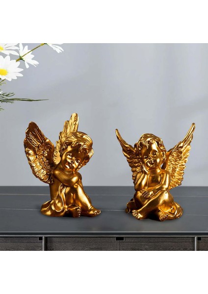 2x Cherubs Angels Heykel Reçine El Yapımı Ev Dekor Masası Altın Için Sevimli (Yurt Dışından) indirimleri