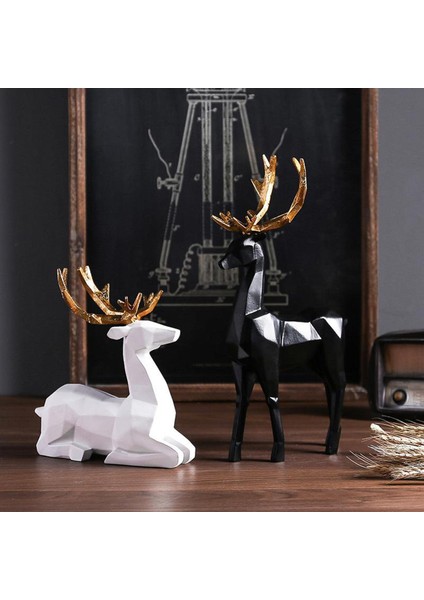 Elk Şeklindeki Heykel Hayvan Süsü Heykel Heykel Fotoğrafı Sahne Dekor Siyah (Yurt Dışından) fırsatları
