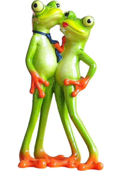 Sevimli Kurbağalar Çift Aşıklar Küçük Reçine Heykelcik Koleksiyon El Sanatları Süs B (Yurt Dışından)