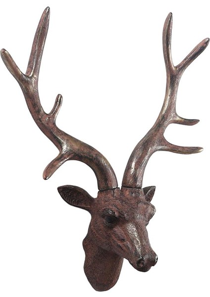 Geyik Baş Duvar Dekor Duvar Heykeli Kırmızı Kahverengi (Yurt Dışından)
