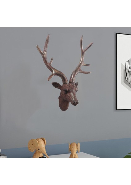 Geyik Baş Duvar Dekor Duvar Heykeli Kırmızı Kahverengi (Yurt Dışından) fırsatları