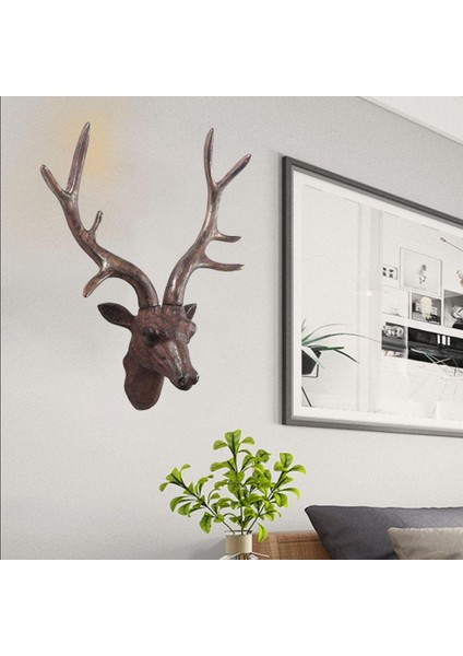 Geyik Baş Duvar Dekor Duvar Heykeli Kırmızı Kahverengi (Yurt Dışından) indirimleri