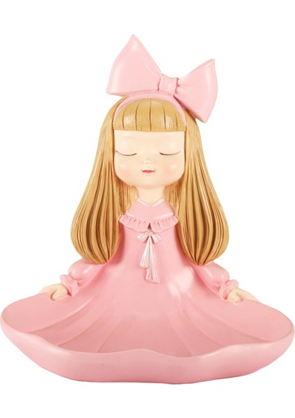 Reçine Kız Heykel Depolama Tepsisi Hediye Çok Amaçlı Sanat Anahtarlar Için Yatak Odası Pembe (Yurt Dışından)