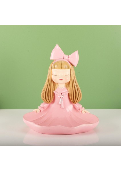 Reçine Kız Heykel Depolama Tepsisi Hediye Çok Amaçlı Sanat Anahtarlar Için Yatak Odası Pembe (Yurt Dışından) modelleri