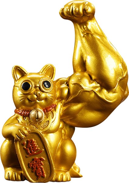 Lucky Cat Figurine Heykel Heykel Feng Shui Modern Raf Masası Süsleme Düzenli Sol (Yurt Dışından)