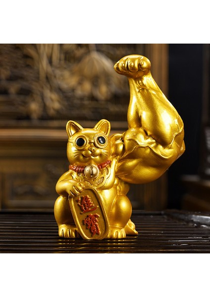 Lucky Cat Figurine Heykel Heykel Feng Shui Modern Raf Masası Süsleme Düzenli Sol (Yurt Dışından)