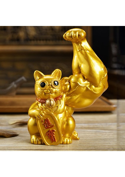 Lucky Cat Figurine Heykel Heykel Feng Shui Modern Raf Masası Süsleme Düzenli Sol (Yurt Dışından)