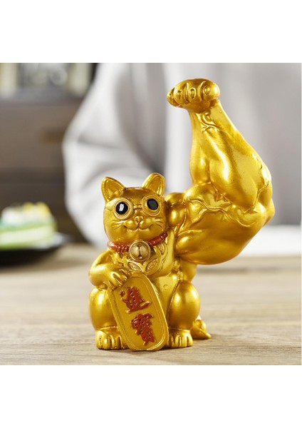 Lucky Cat Figurine Heykel Heykel Feng Shui Modern Raf Masası Süsleme Düzenli Sol (Yurt Dışından)