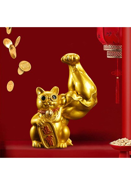 Lucky Cat Figurine Heykel Heykel Feng Shui Modern Raf Masası Süsleme Düzenli Sol (Yurt Dışından)