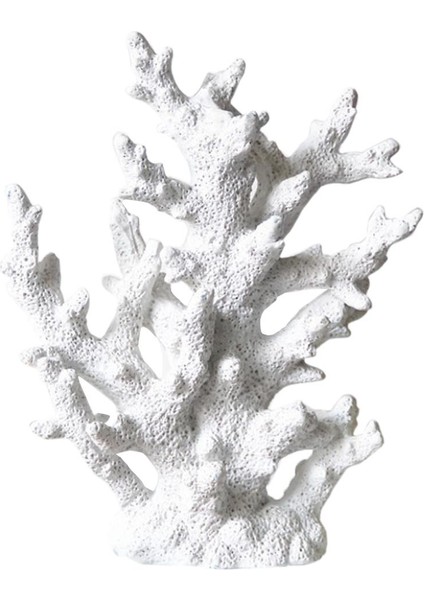 Akvaryumlar Için Yapay Reçine Mercan Bitkisi Mercan Su Bitkileri Beyaz (Yurt Dışından)