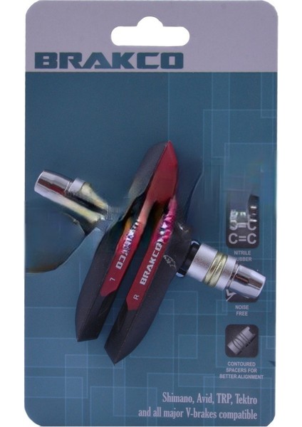 V Brake Fren Pabucu - 4 Mevsim [kırmızı / Siyah] Brakco Taıwan