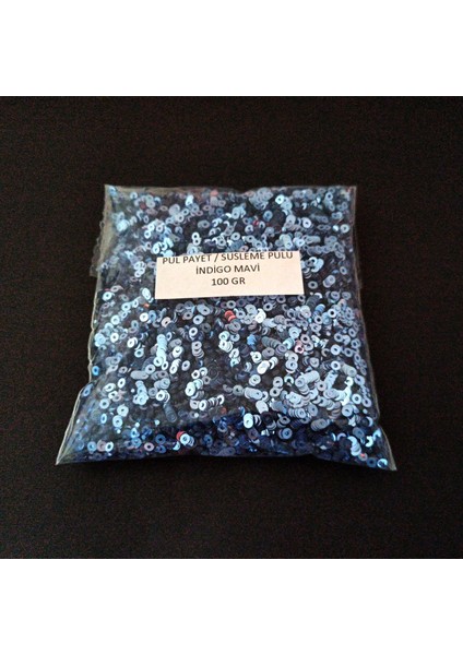 Hobby Süsleme Pulu Ortası Delik Glitter Takı ve Tekstil Dikilebilir Süsleme Pulu 3 mm Indigo Mavi 100 gr