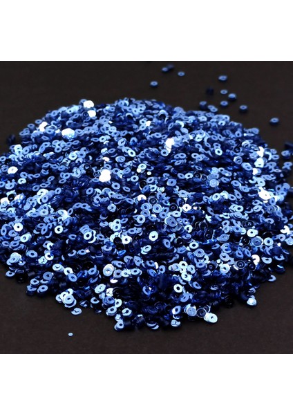 Hobby Süsleme Pulu Ortası Delik Glitter Takı ve Tekstil Dikilebilir Süsleme Pulu 3 mm Indigo Mavi 100 gr