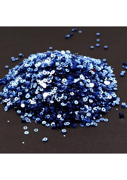 Hobby Süsleme Pulu Ortası Delik Glitter Takı ve Tekstil Dikilebilir Süsleme Pulu 3 mm Indigo Mavi 100 gr