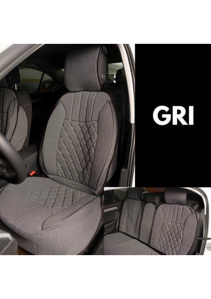 Dfm Rich Lüx Oto Koltuk Minderi Ön Arka 5'li Set Elegance Serisi Gri