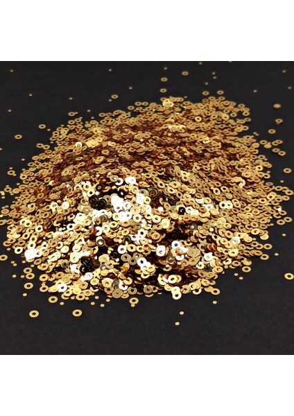 Hobby Süsleme Pulu Ortası Delik Glitter Takı ve Tekstil Dikilebilir Süsleme Pulu 3 mm Gold 100 gr