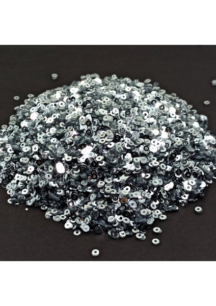 Hobby Süsleme Pulu Ortası Delik Glitter Takı ve Tekstil Dikilebilir Süsleme Pulu 3 mm Gümüş 100 gr