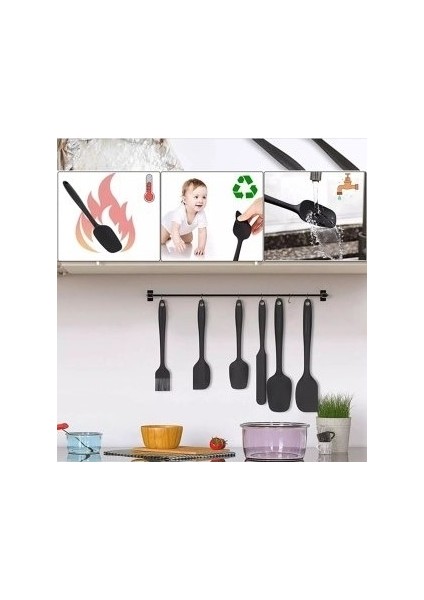 Shop-Set Isıya Dayanıklı Yanmaz Yapışmaz Silikon Spatula Seti 6 Parça-Kırmızı fırsatları