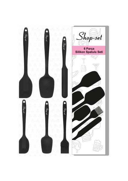 Shop-Set Isıya Dayanıklı Yanmaz Yapışmaz Silikon Spatula Seti 6 Parça-Kırmızı indirimleri