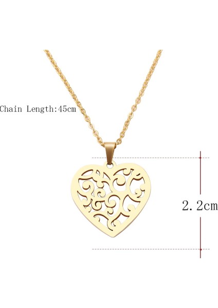 Titanyum Paslanmaz Çelik " Sarmaşık Çiçek Kalp " Kolyesi (Gold) fırsatları