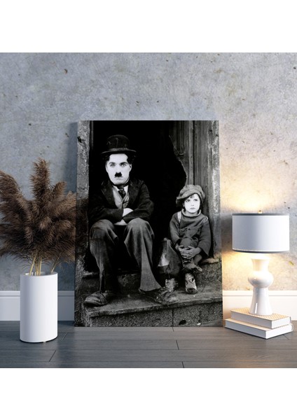 Charlie Chaplin Dikey Kanvas Tablo