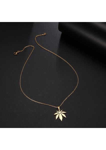 Titanyum Paslanmaz Çelik " Akçaağaç Yaprağı / Ot " Kolyesi (Gold) fiyatları
