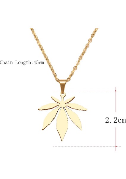 Titanyum Paslanmaz Çelik " Akçaağaç Yaprağı / Ot " Kolyesi (Gold) fırsatları