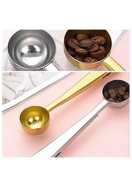 Mandallı Kahve Ölçü Kaşığı Silver Çok Fonksiyonlu Paslanmaz Çelik Kaşık fırsatları