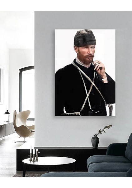 Mustafa Kemal Atatürk Portresi Beyaz Fon Cam Tablo fırsatları