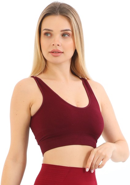 Yeni Sezon Ince Askılı Pedli Fitilli Smsm Toparlayıcı Crop Büstiyer Kırmızı fiyatları