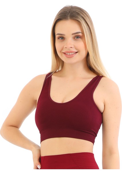 Yeni Sezon Ince Askılı Pedli Fitilli Smsm Toparlayıcı Crop Büstiyer Kırmızı fırsatları