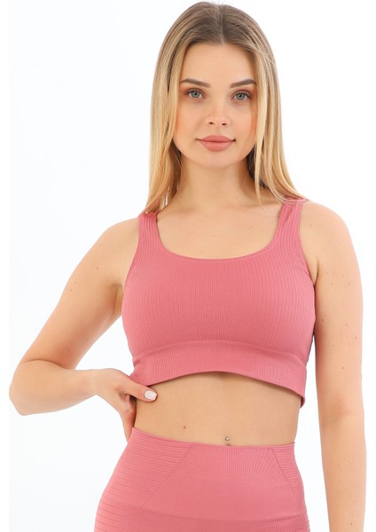 Yeni Sezon Kalın Askılı Fitilli Smsm Toparlayıcı Crop Büstiyer Pembe fiyatları