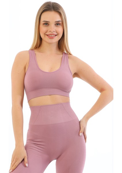 Yeni Sezon Ince Askılı Pedli Fitilli Smsm Toparlayıcı Crop Büstiyer Pembe fırsatları