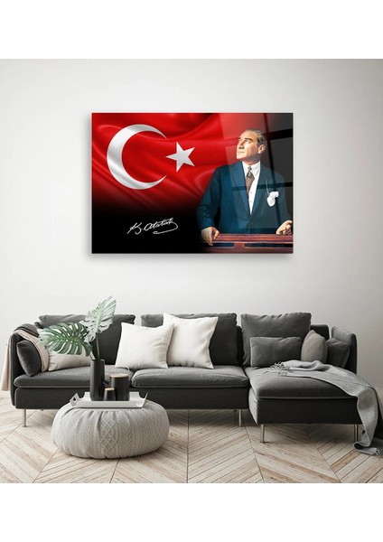 Ay Yıldızlı Atatürk Cam Tablo modelleri